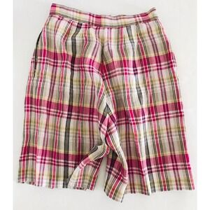 Talbots | Madras Plaid Bermuda Shorts Womens Size 10 Linen High Rise